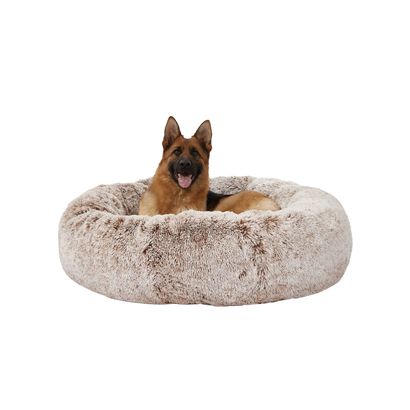Contemporary Bedfolks Calming Donut Dog Bed - 45-Inch Round Plush Bed for Extra Large Dogs Enhanced