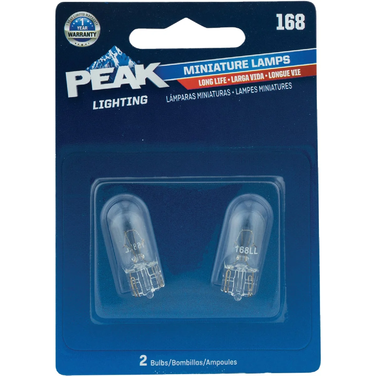 High-Performance PEAK 168 14V Mini Incandescent Automotive Bulb 2-Pack Original