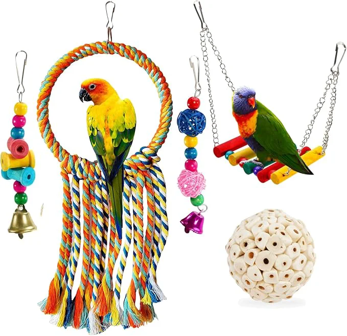 Organic Bird Swing Toys Parakeet Toys Natural Birds Toys Bird Cage Accessories Lightweight