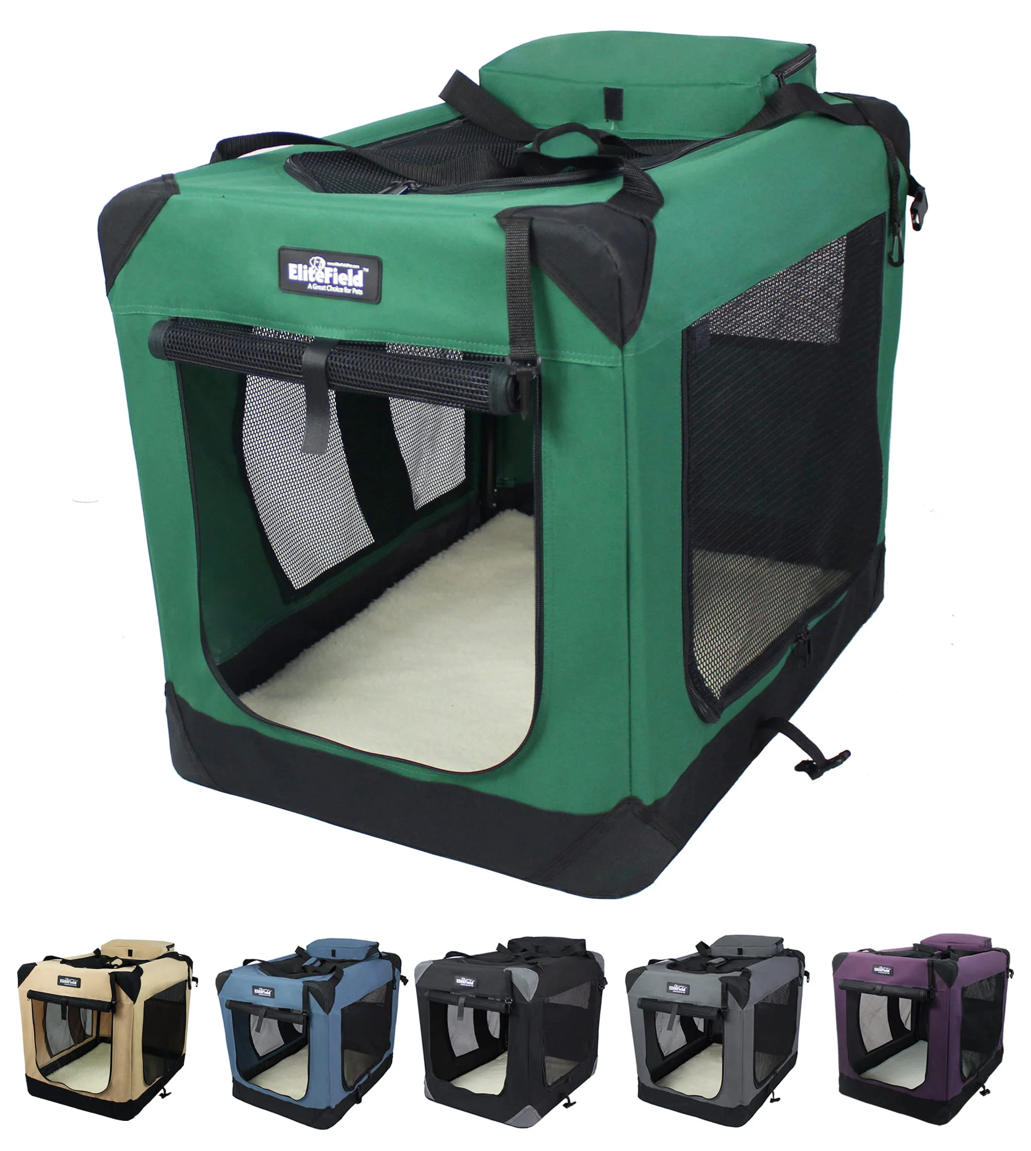Quality EliteField 42in 3-Door Folding Soft Dog Crate with Bag Fleece Bed – 2-Year Warranty Outstanding