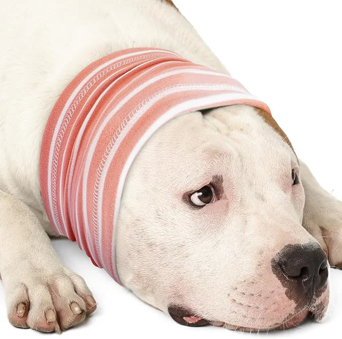 Luxury Nanaki Calming Hoodie Dog Grooming Ear Cover Anxiety Relief-No Shake Dog Ear Wrap Hematoma Striped Head Wrap Snoods for Noise Protection Bath Fireworks Thunderstorm Blow Drying Warm-KeepingAbout ThisOverview Natural