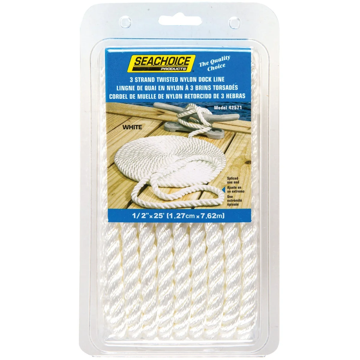 Durable Seachoice 1 2 In. x 25 Ft. White 3-Strand Twisted Nylon Dock Line Healthy