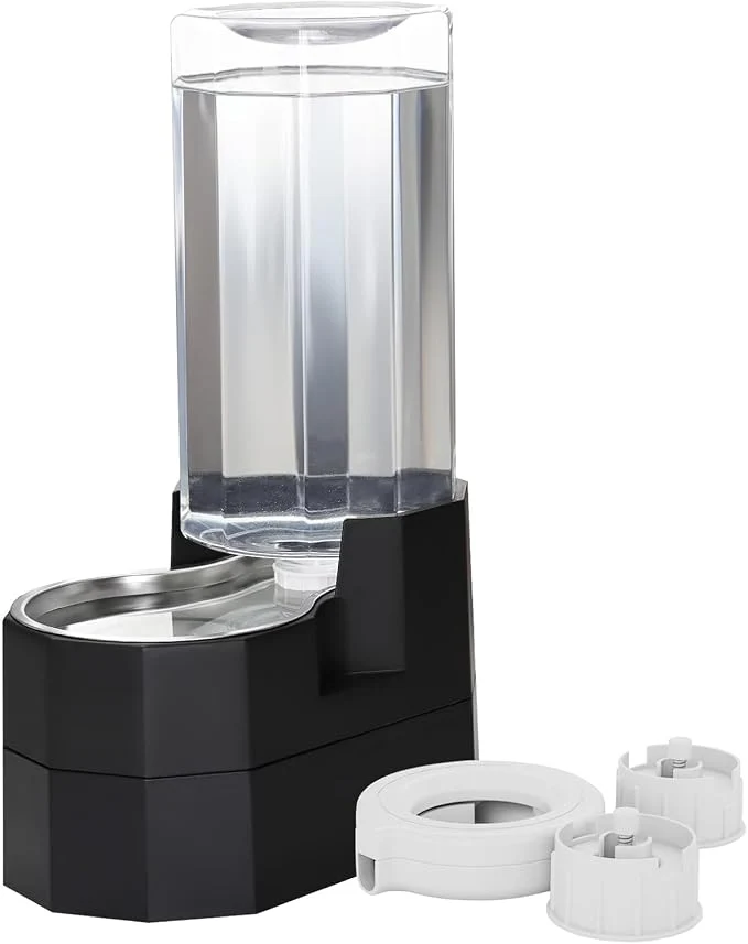 Exclusive RIZZARI Large Dog Water Dispenser 9L Raised Gravity Gray Automatic Stainless Healthy