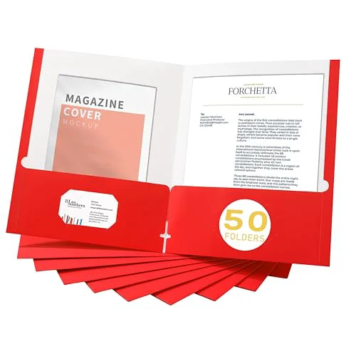 High-Quality File Folders with Pockets 50 Count High-End