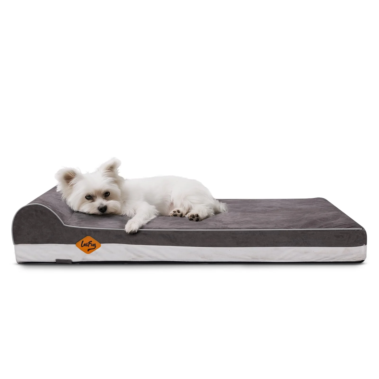 Fashionable Laifug Orthopedic Memory Foam Dog Bed Medium — 34x22x5.5 Grey Premium Material