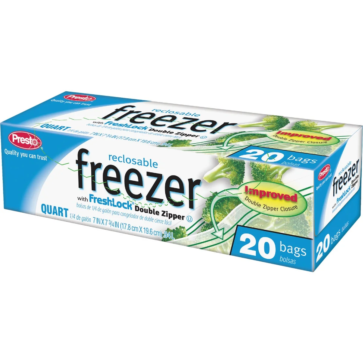 Certified Presto 1 Qt. Reclosable Double Zipper zer Bag 20 Count Fast