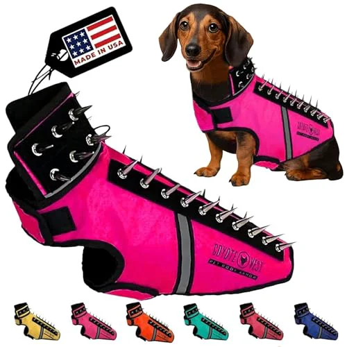 Reusable SpikeVest Small Dog Harness with Spikes Reflective Trim by CoyoteVest – Made in USA S-Pink Authentic