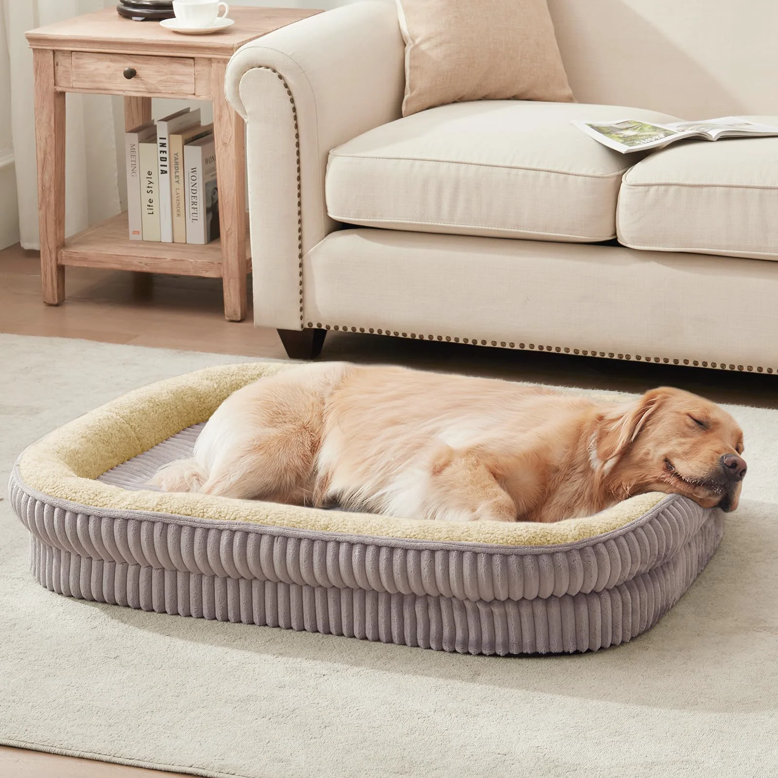 Detailed DEBANG HOME Orthopedic Dog Bed for Large Dogs – Egg Crate Foam Washable Cover High-Performance
