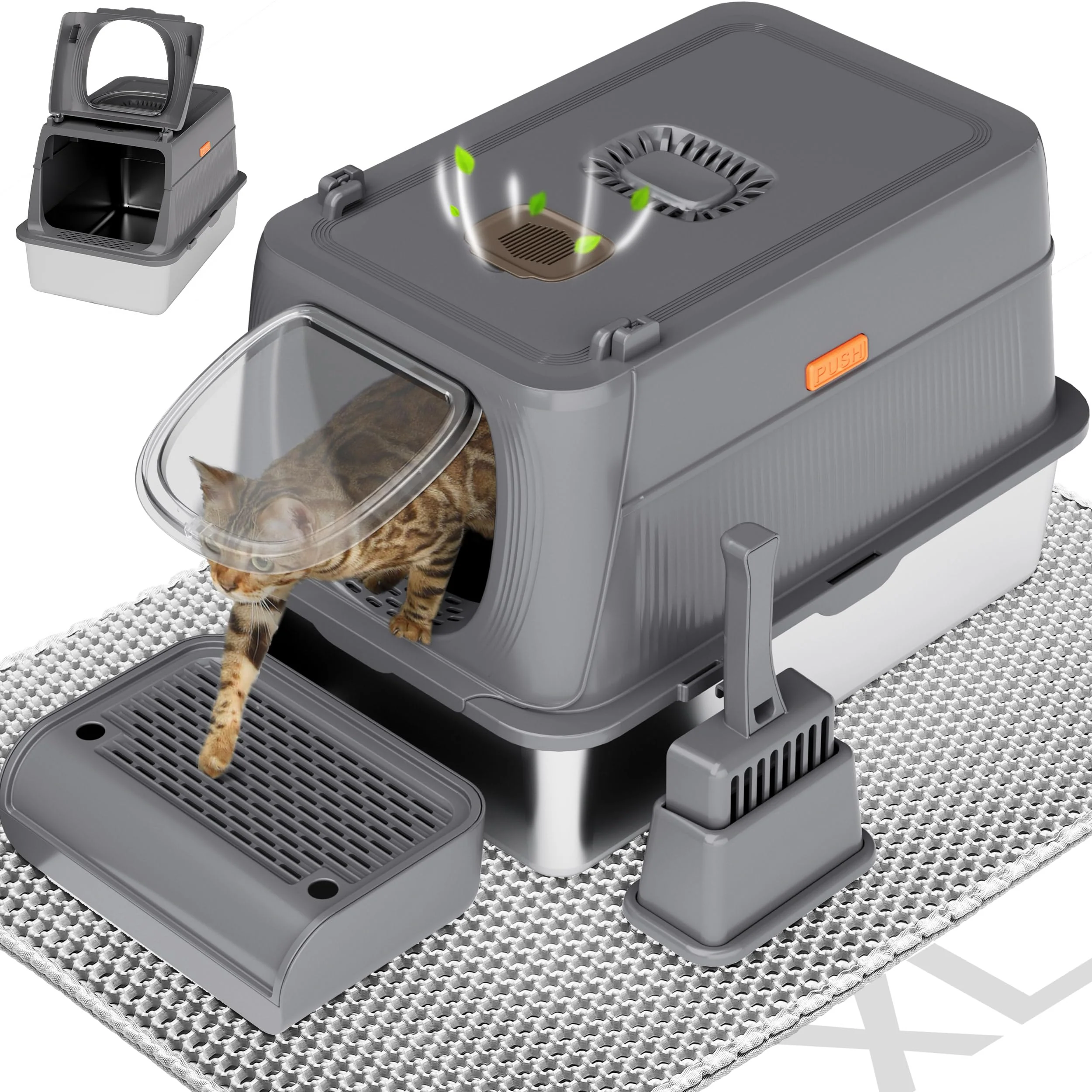 Premium Citylife Stainless Steel Cat Litter Box XL with Lid – Enclosed Odor-Reducing Minimalist
