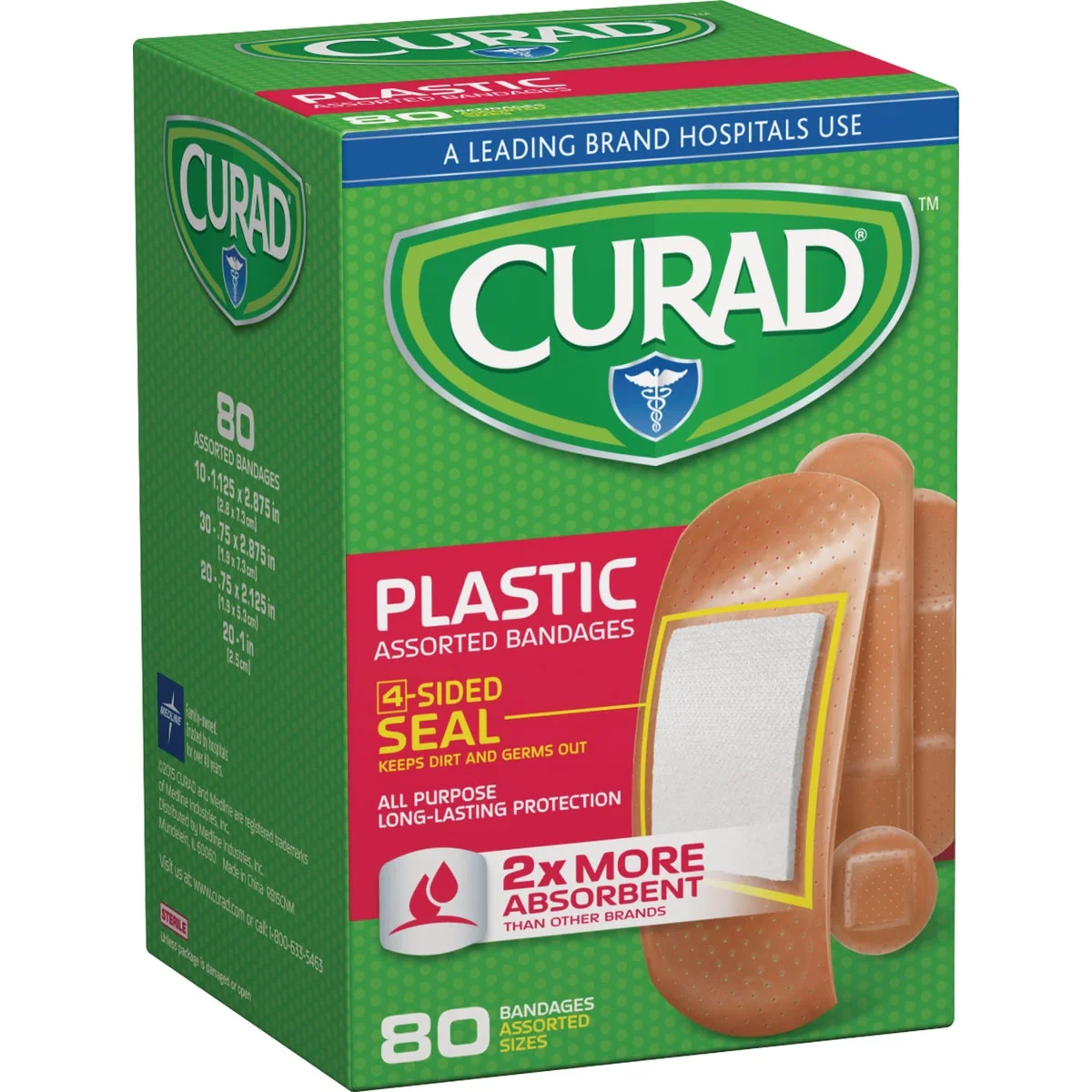 Trendy Curad Assorted Plastic Adhesive Bandages 80 Ct. Solid