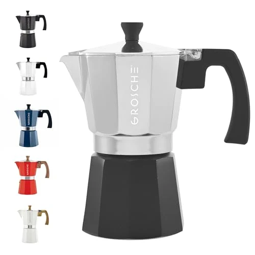 Enhanced Milano Stovetop Espresso Maker Moka Pot 6 espresso Cup Tuxedo Black Secure