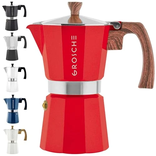 Proven Milano Stovetop Espresso Maker Moka Pot 9 espresso Cup 15.2 oz Red Quality