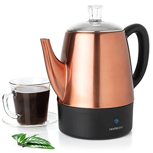 Selected 4 Cup Copper Small Electric Percolator Coffee Pot Stainless Steel 4 Count Stylish