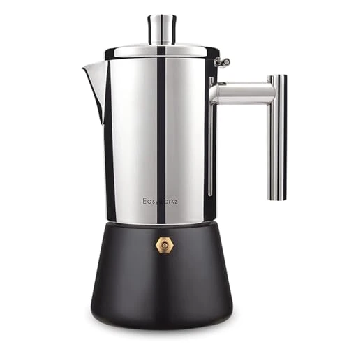 Solid Diego Stovetop Espresso Maker Stainless Steel Italian Coffee Machine Maker 6Cup 10 oz Moka Pot Induction Espresso Pot Secure