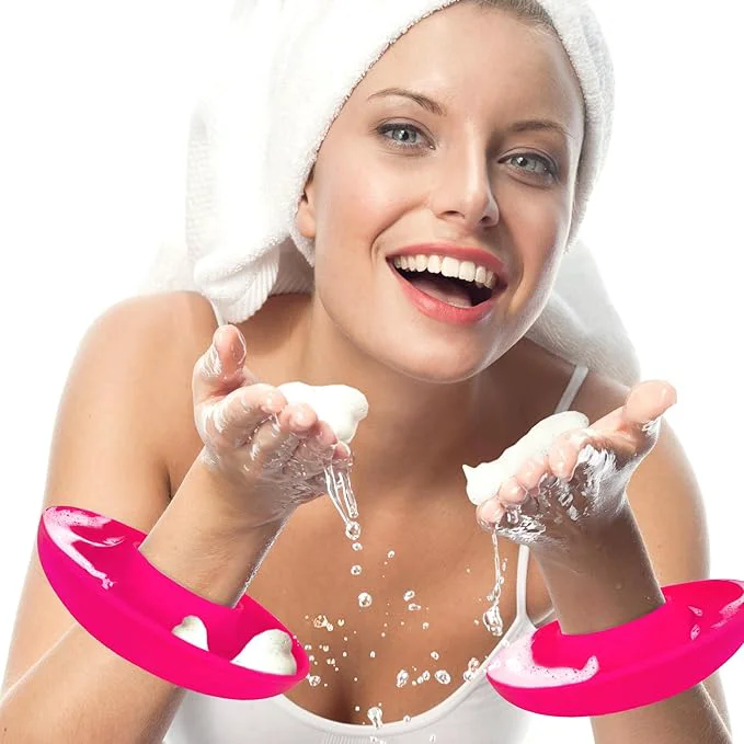 Practical BaR-K Patented Drip Catcher Cuffs - Stops Soap Water from Running Down Arms While Washing Face Stay Dry and Clean - Face Wash Wristbands for Spa Pink Set of 2About This Enhanced
