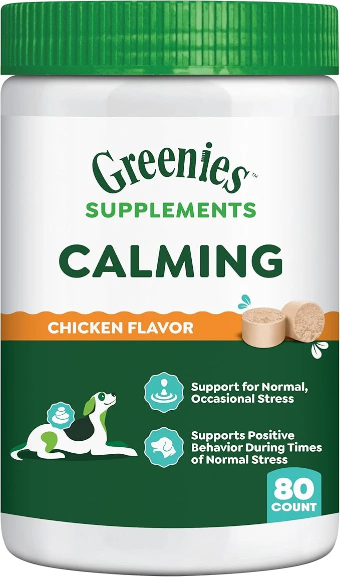 Organic Greenies Supplements Calming Chews for Dogs Chicken Flavor Dog Calming Chews 14.7 oz. Container of 80 CountAbout This Long-Lasting