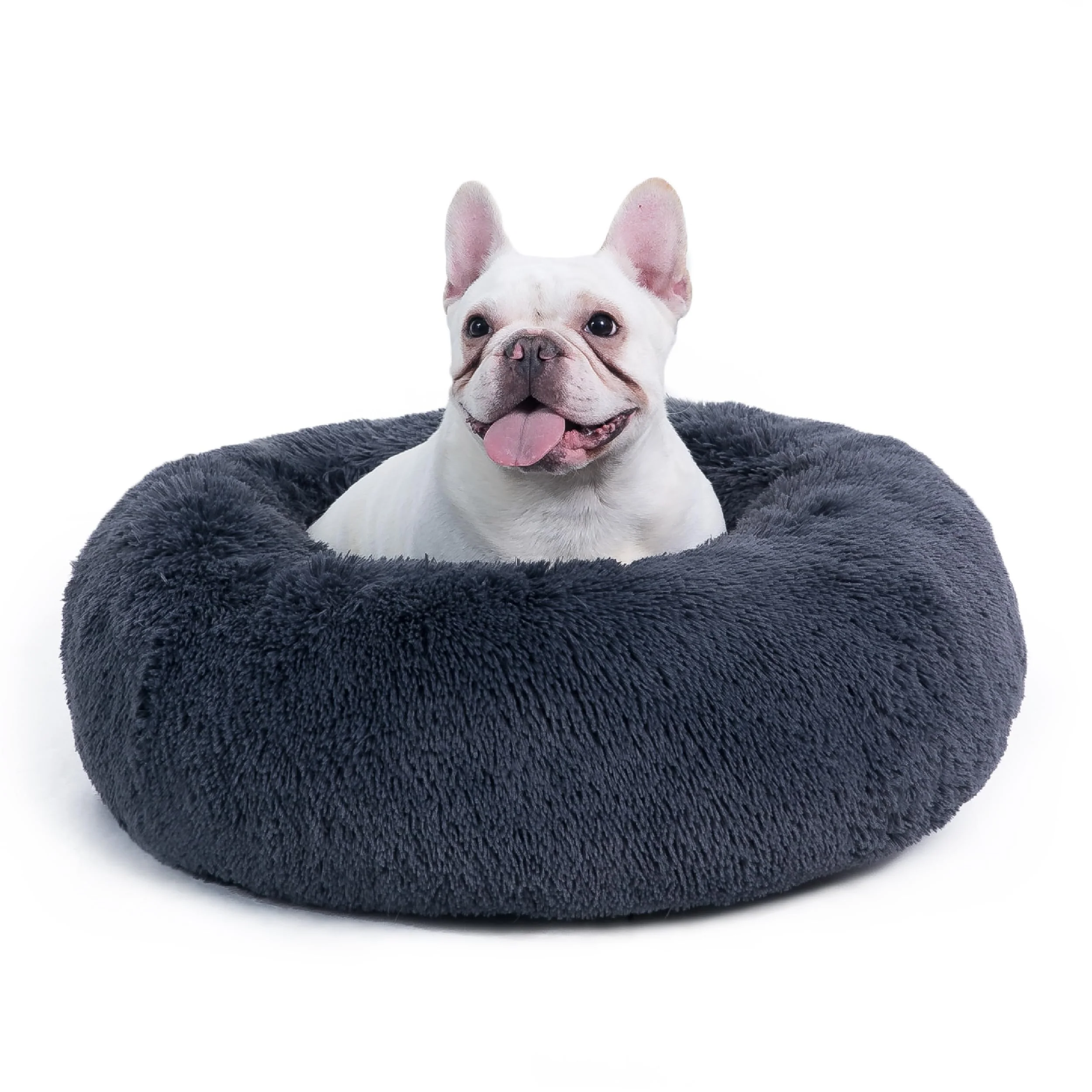 Trendy Bedsure Calming Donut Dog Bed – 33in for Medium–Large Dogs Washable Anti-Slip Dark Grey Stylish