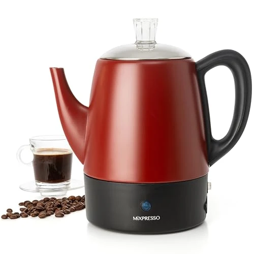 Powerful 4 Cup Red Small Electric Percolator Coffee Pot Refined