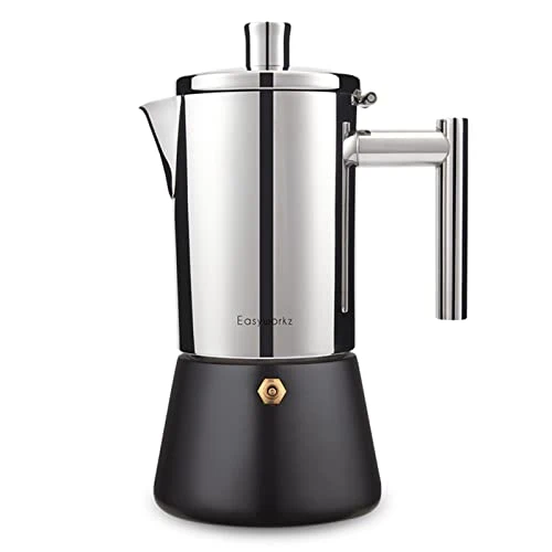 Premium Diego Stovetop Espresso Maker Stainless Steel Italian Coffee Machine Maker 4Cup 6.8 oz Induction Moka Pot Functional