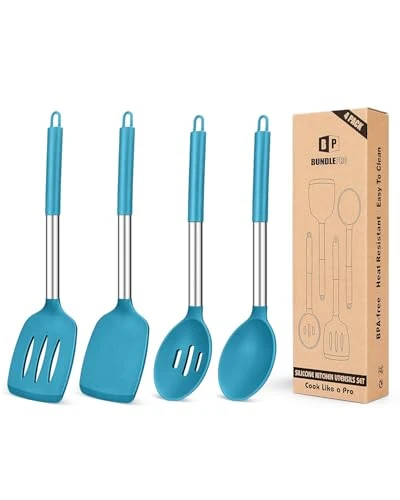 Exceptional Pack of 4 Silicone Cooking Utensils Set 4 Count Functional