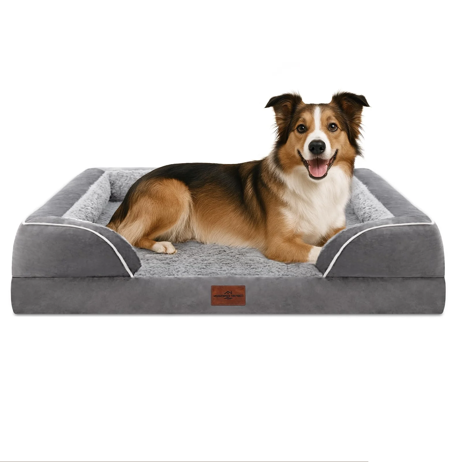 Secure Comfort Expression Orthopedic Dog Bed for Large Dogs 38x25 - Waterproof Egg Crate Foam High-Performance
