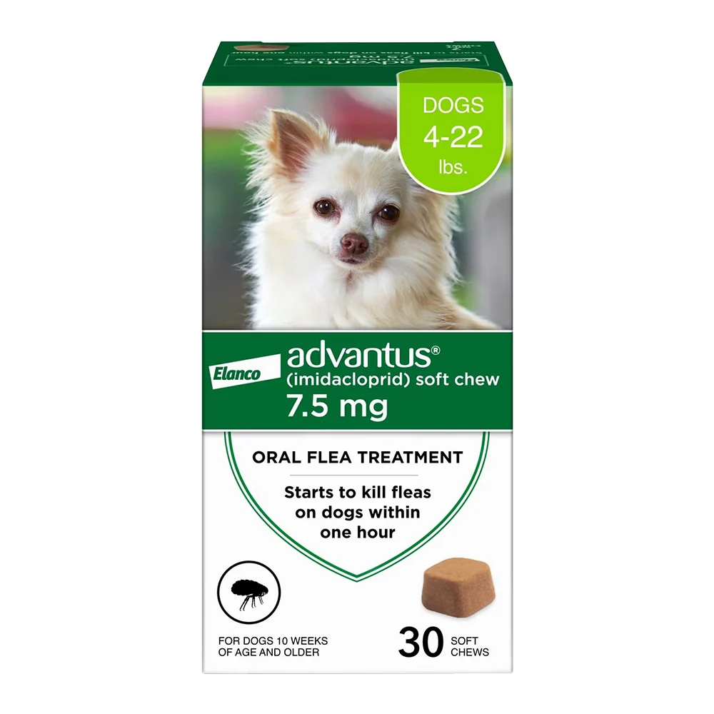 Refined Elanco Advantus Oral Flea Treatment Soft Chews for Small Dogs 4-22 lbs 30 Count Genuine