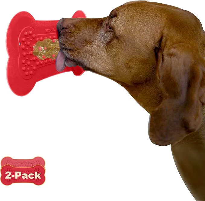 Organic Lick Lick Pad Dog Accessories Pet Shower Attachment Dog Peanut Butter Lick Pad Dog Bathing Station Dog Bathing Supplies Veterinarian Used Suction to Wall Large Large - 2 Pack Red Expertly Made