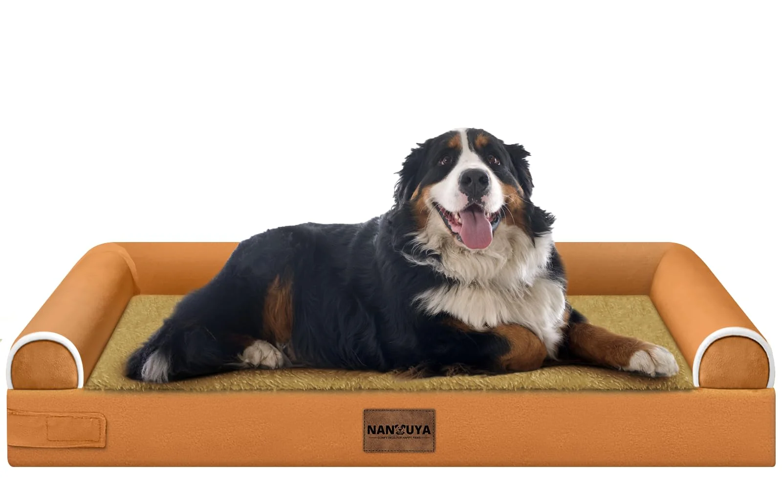 Refined NANUYA Large Orthopedic Dog Bed – 43x37 Waterproof Removable Cover Orange Sophisticated