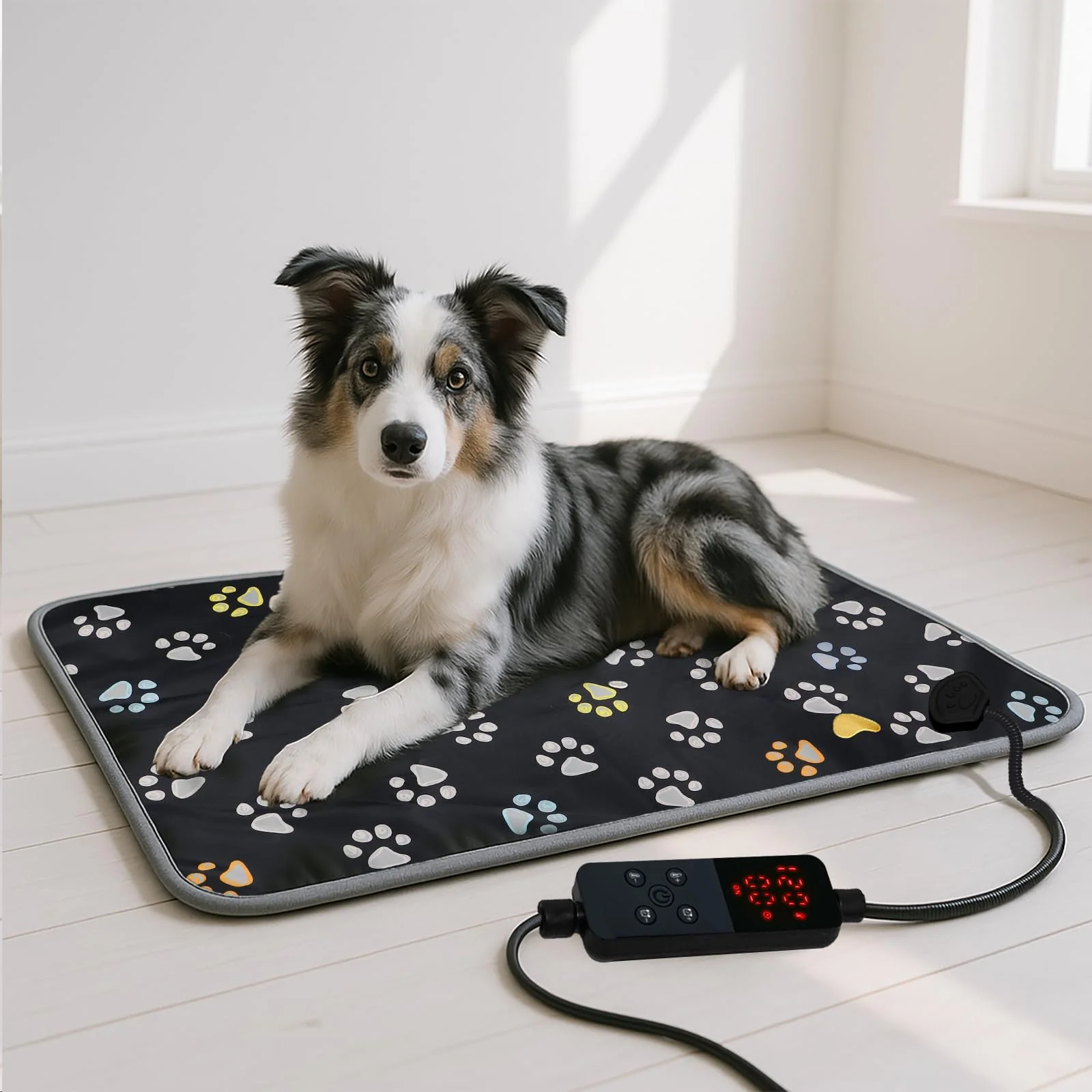 Organic furrybaby Large Dog Heating Pad — Waterproof Indoor Heated Mat with Adjustable Temp and Timer Anti-Bite Cord 47×30 in Green