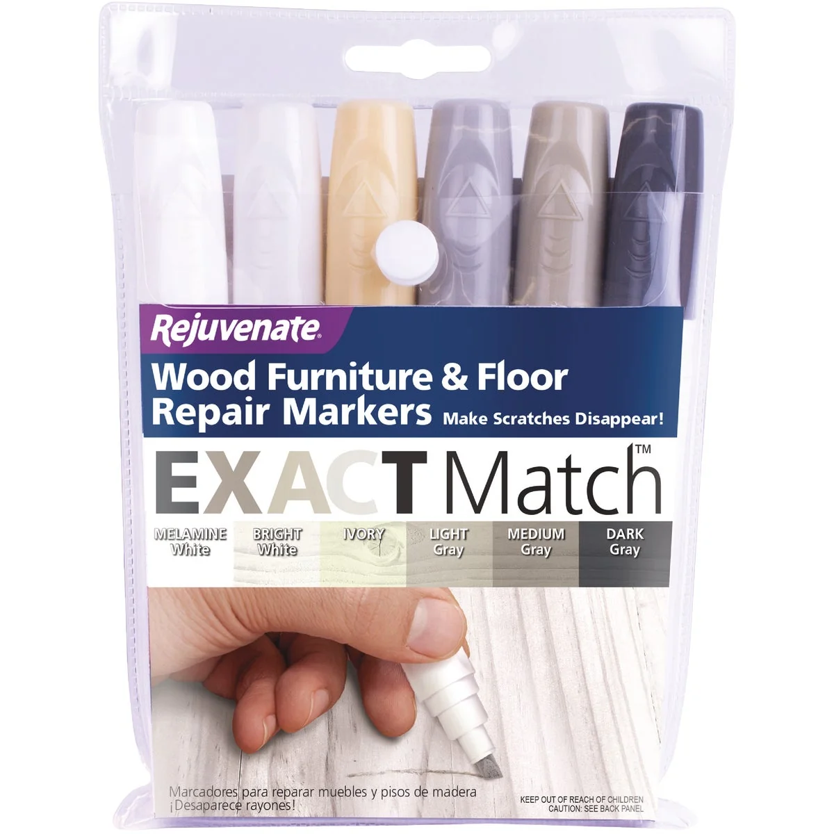 Sophisticated Rejuvenate Exact Match Whites Grays Wood Furniture Floor Repair Markers 6-Pack Certified