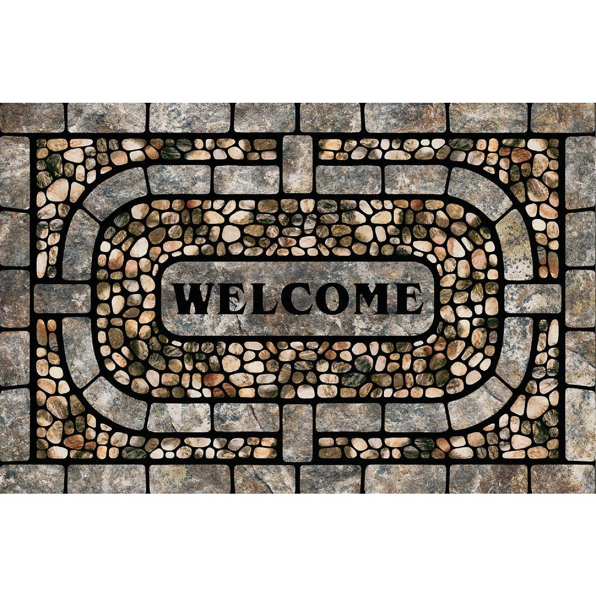 Premium Mohawk Home 23 In. x 35 In. Gray Garden Pebbles Door Mat Healthy