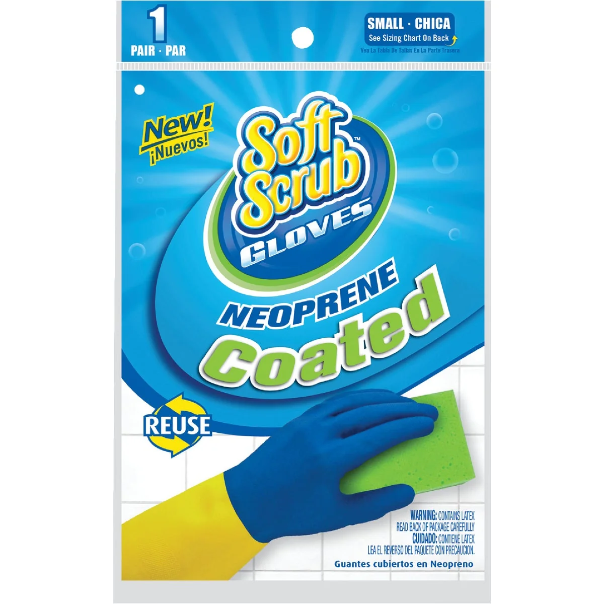 Durable Soft Scrub Small Neoprene Coated Latex Rubber Glove High-Performance