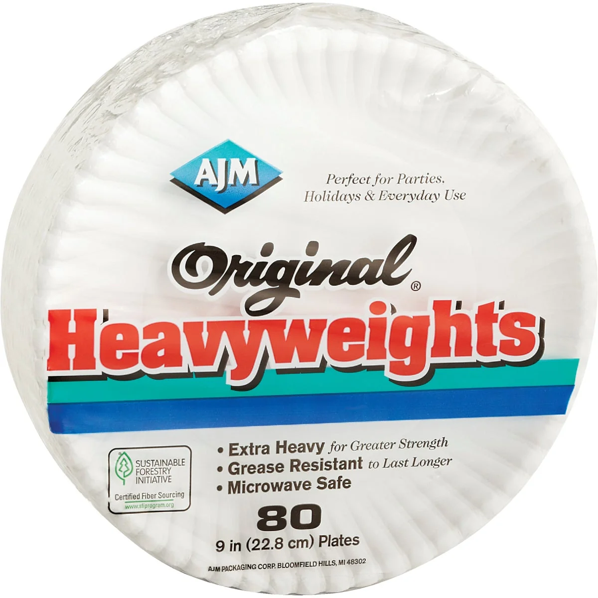 Genuine AJM 9 In. Heavyweights Paper Plates 80-Count Breathable