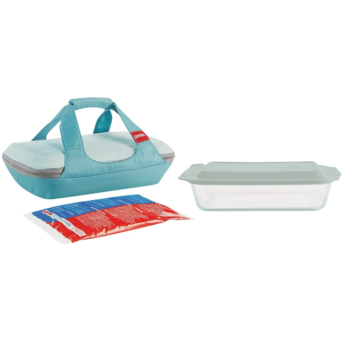 Innovative Pyrex Deep Portable Baking Dish with Sage Plastic Cover 4-Piece Lightweight