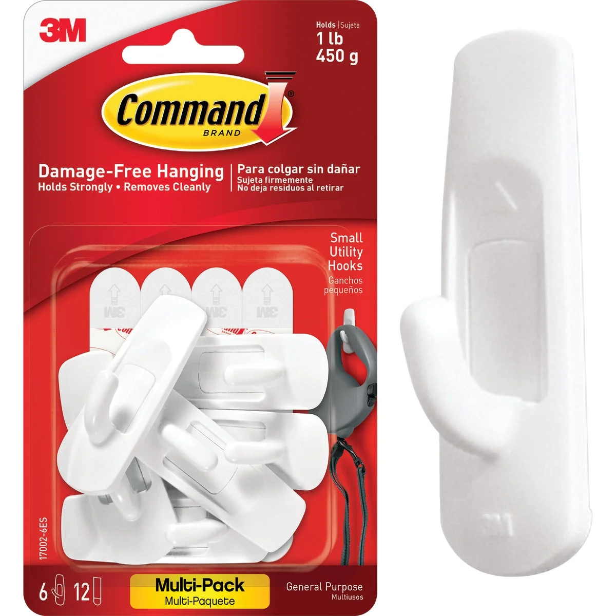 Minimalist 3M Command Small Utility Adhesive Hook 6-Pack Powerful