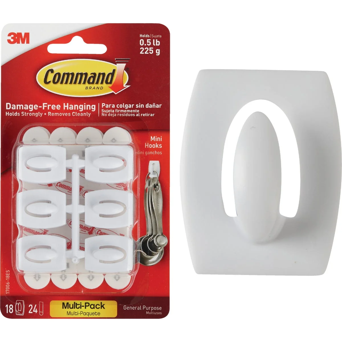 Refined 3M Command White Mini Adhesive Hook 18-Pack Authentic