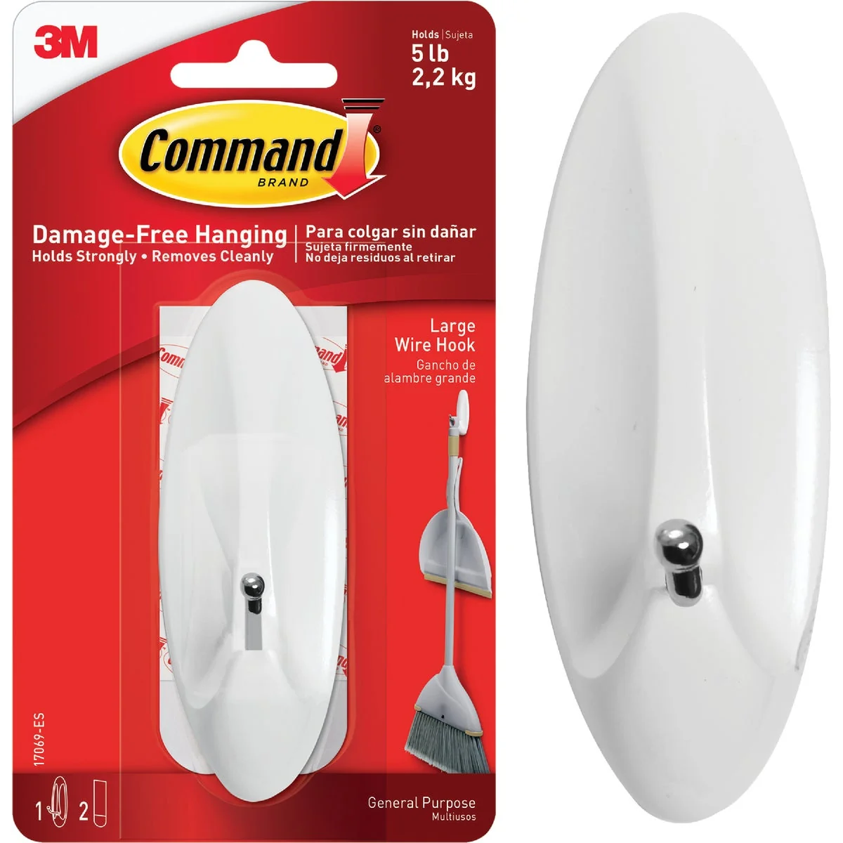 Verified Command 1-1 2 In. x 4-1 8 In. Wire Adhesive Hook Long-Lasting