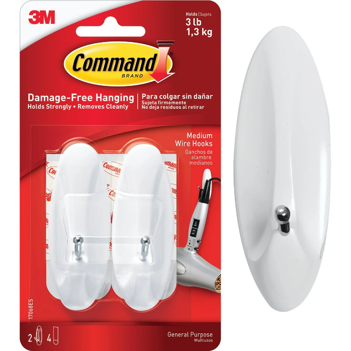 High-Grade Command 1-1 8 In. x 3-1 8 In. Wire Adhesive Hook 2 Pack High-Quality