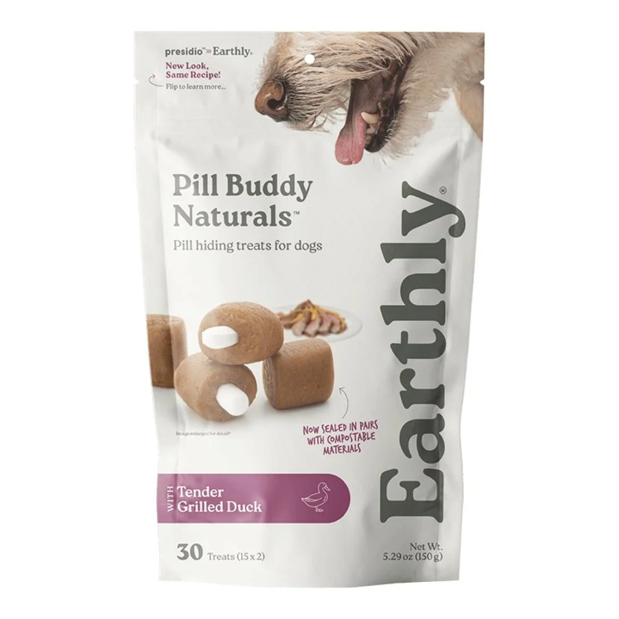 Eco-Friendly Earthly Pill Buddy Naturals Soft Chewy Dog Treats Tender Grilled Duck 30 Count 5.29-oz Trusted