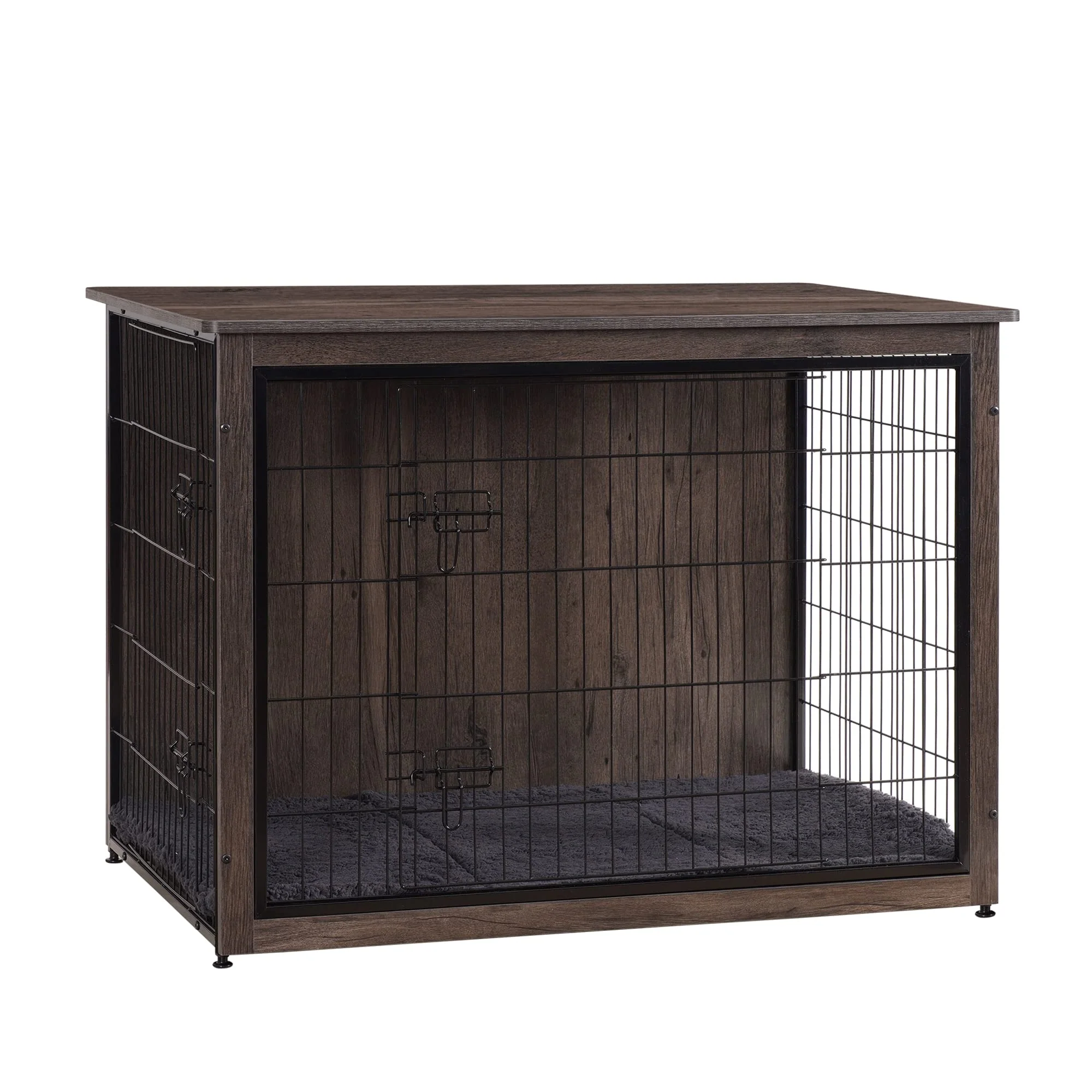 Official DWANTON Dog Crate Furniture with Cushion — Extra Large 43.3-in L Dark Gray Sustainable