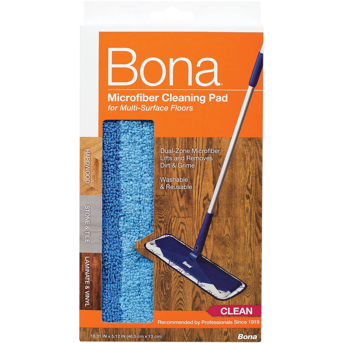 Reliable Bona 4 In. W. x 15 In. L. Microfiber Cleaning Pad Mop Refill Soft