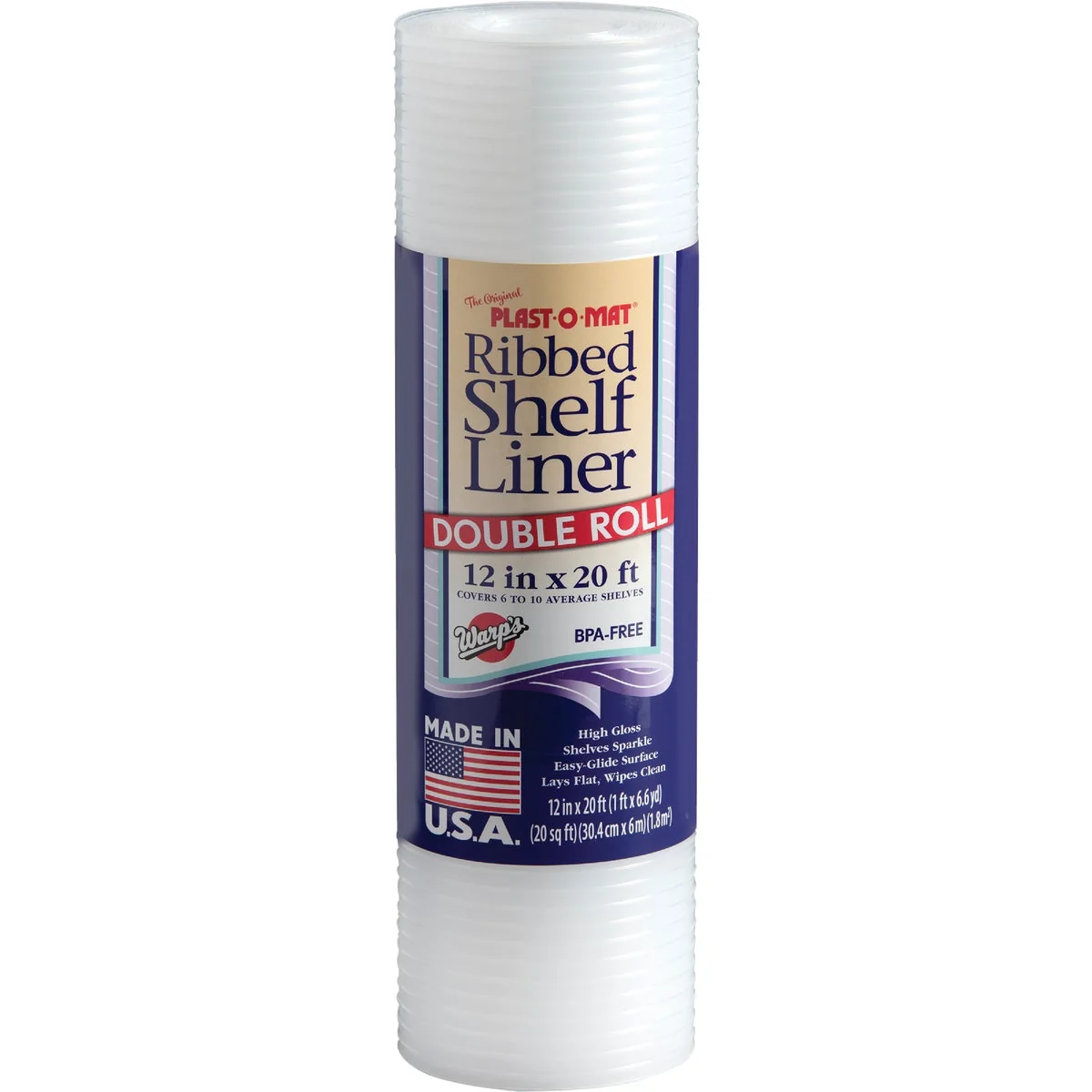 High-End Plast-O-Mat 12 In. x 25 Ft. White Ribbed Non-Adhesive Shelf Liner Authentic