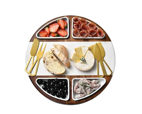 Smart Upgraded Lazy Susan Cheese Cutting Board Set Flexible