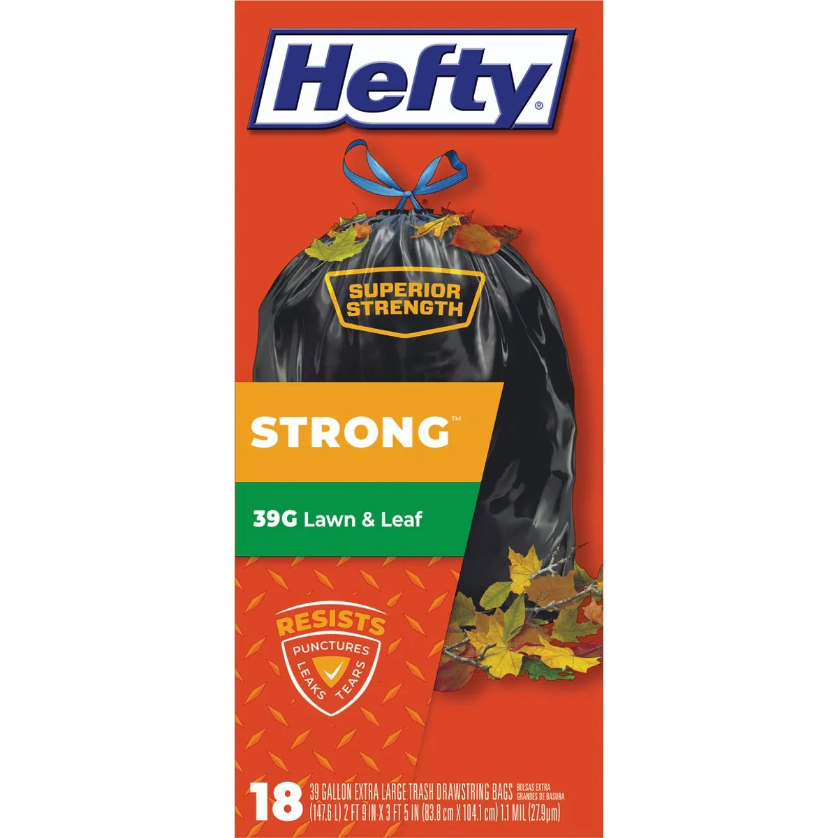 Carefully Designed Hefty 39 Gal. Black Extra Strong Lawn Leaf Bag 18-Count Sophisticated