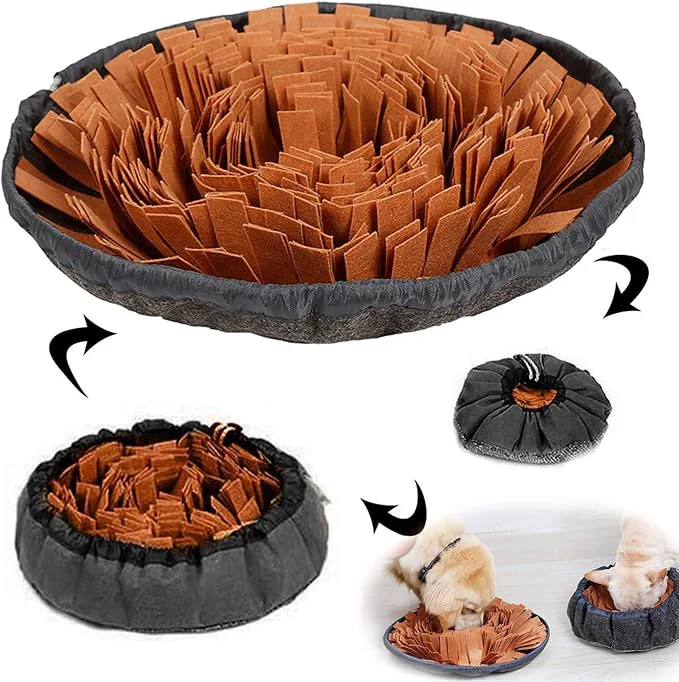 Optimized AWOOF Pet Snuffle Mat for Dogs Interactive Feed Game for Boredom Encourages Natural Foraging Skills for Cats Dogs Bowl Travel Use Dog Treat Dispenser Indoor Outdoor Stress Relief Brown About This High-Quality