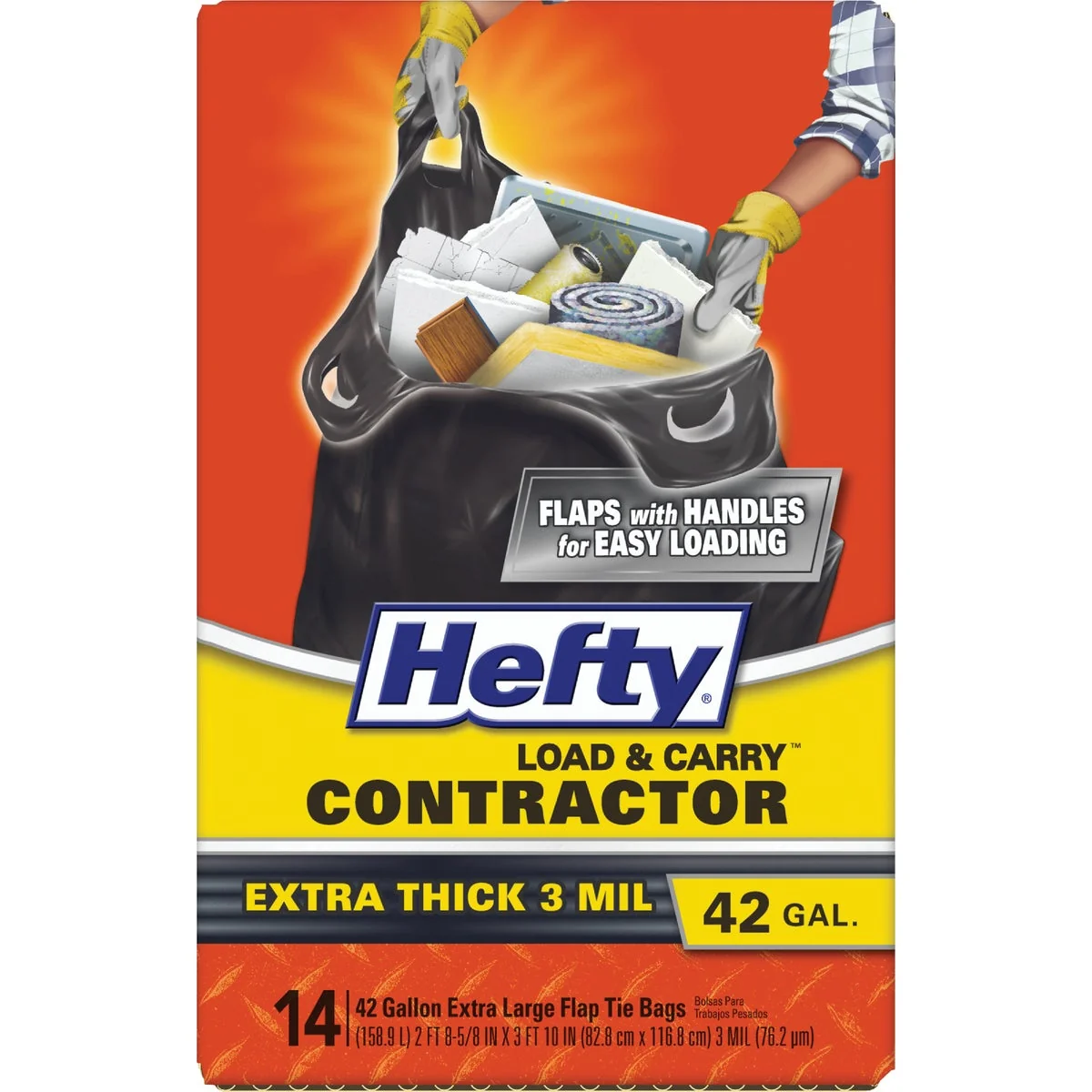 Traditional Hefty 42 Gal. Load Carry Contractor Bags 14 Count First-Class