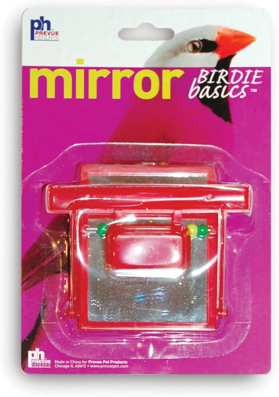 Fine Prevue Hendryx Birdie Basics Perch Mirror with Beads Bird Toy 4 x 3.5 60424 Red Package May Vary Carefully Designed