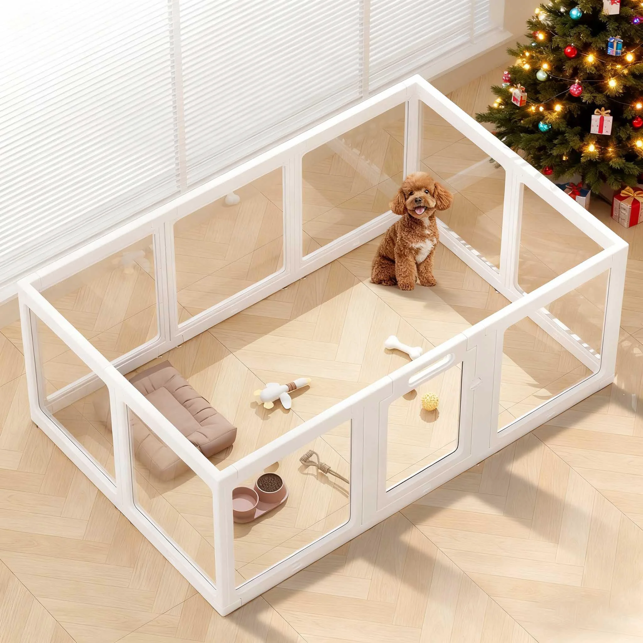 Long-Lasting ClimbHope Clear Acrylic Dog Playpen — 10-Panel Indoor Pet Fence White Lightweight