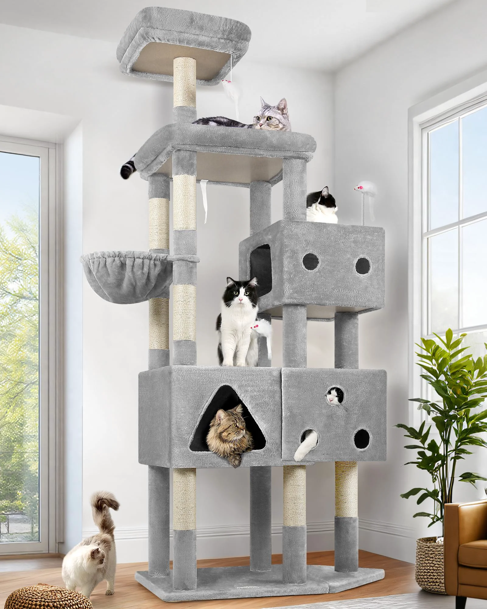 High-Quality Globlazer Extra Large Cat Tower F81 - 81in XXL Cat Tree for Big Cats 20 lb Trusted