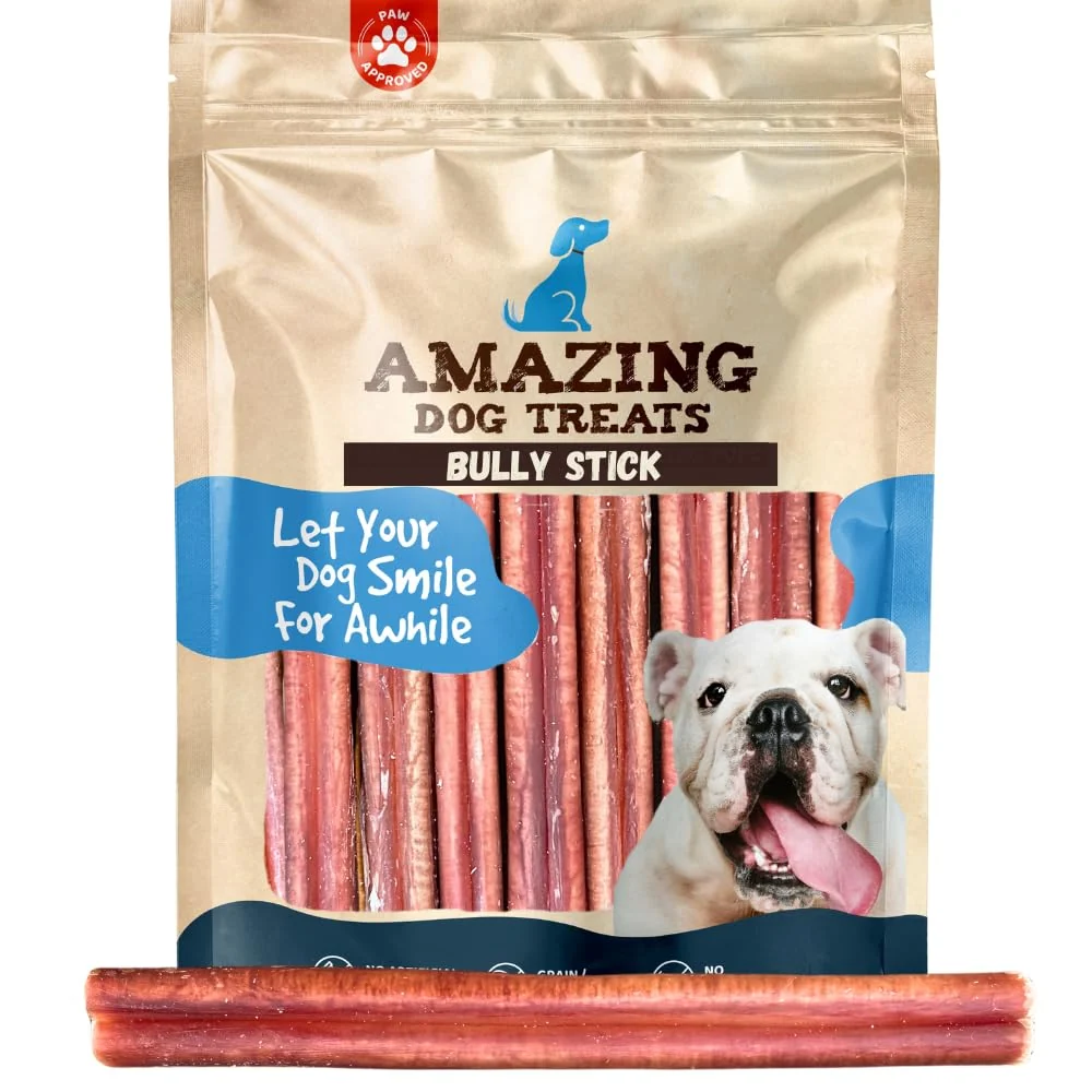 Flexible Dog Treats - 6 Inch Medium Size Bully Sticks 25 Count No Hide Bully Stick Dog Bones Innovative